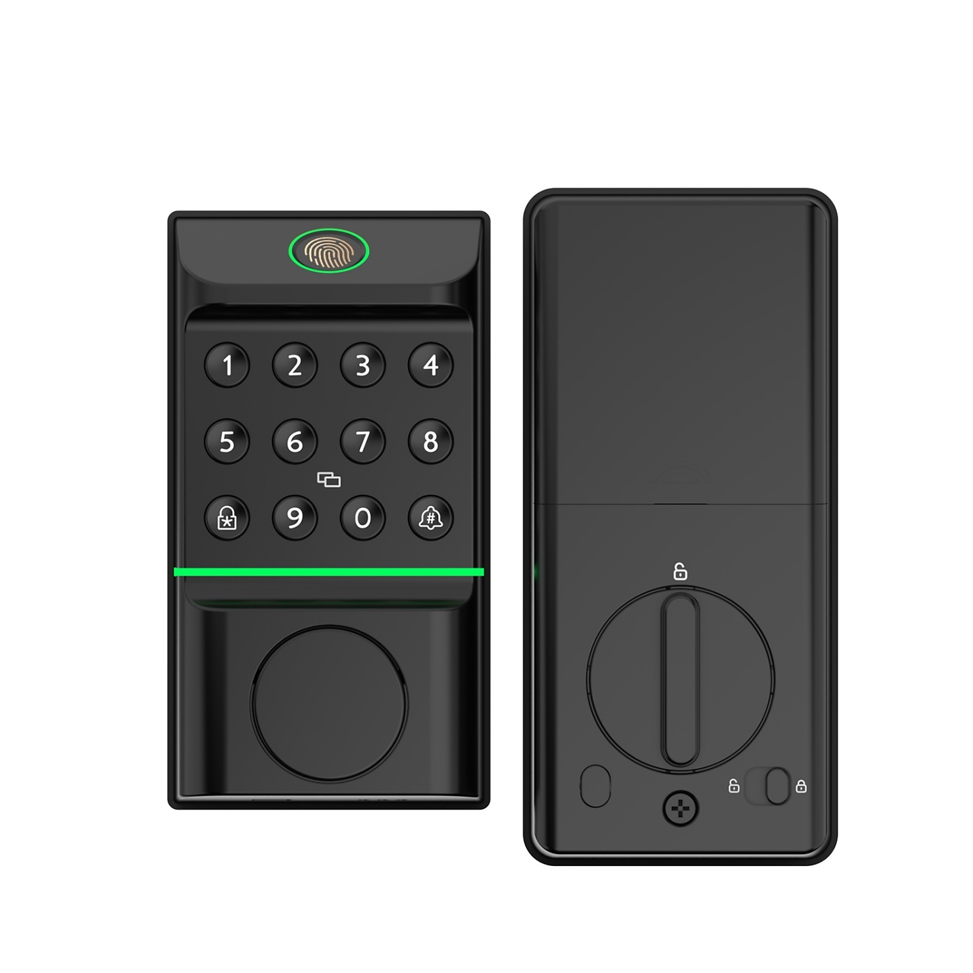 5 in 1 Corded Aluminum Smart Lock Deadbolt with APP, Biometric, Key Fob, Code, Keys Door Lock with Handle in Black